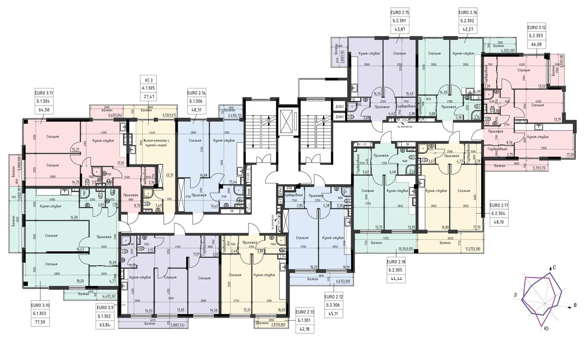 План поверху • Блок Б • Поверхи: 3