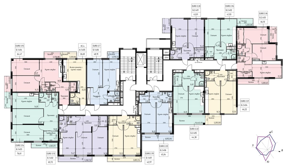 План поверху • Блок Б • Поверхи: 4