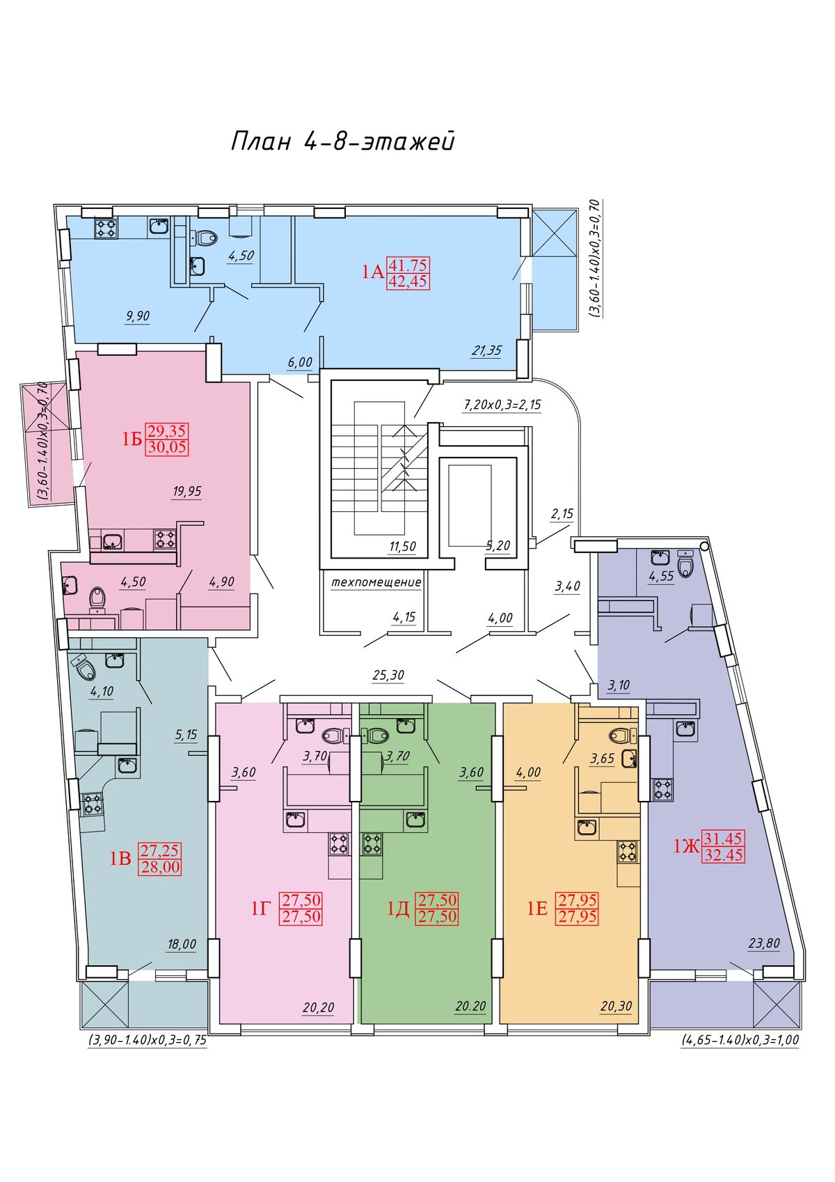 План поверху • План • Поверхи: 4-8