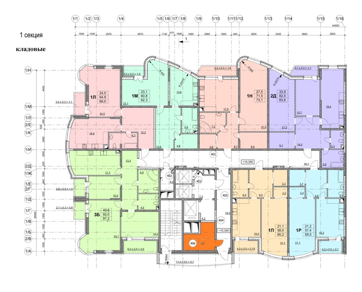 План поверху • 1 секция типовая